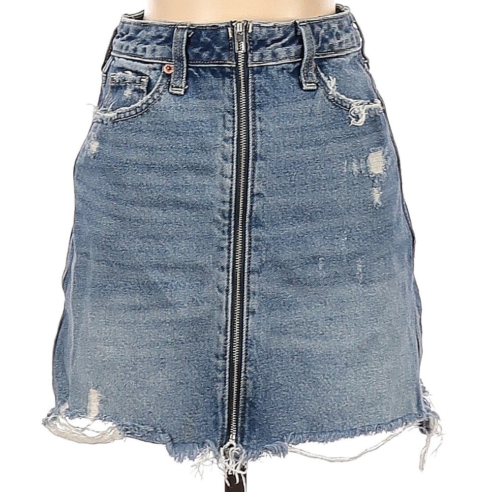 Abercrombie & Fitch Denim Mini Skirt Zip Up Size 24 - Picture 12 of 13
